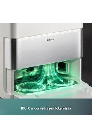 Homend Alex 40 Otomatik Boşaltım Sistemli Moplu 28.000 Pa Robot Süpürge Beyaz
