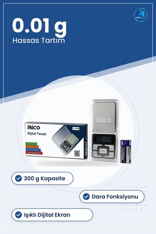Terazi Mini Hassas Dijital 300g 0.01g Şeffaf Kapaklı Cep Tipi Tak