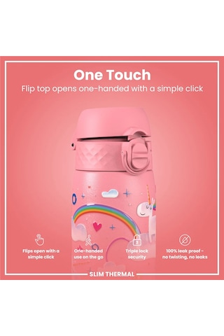 Ion8 - İnce Su Termosu - Gökkuşağı Unicorn - 500 Ml - Sızdırmaz Çok Renkli