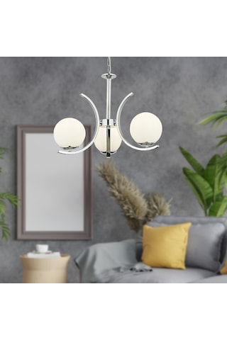 Plüton 3'Lü Krom Salon Avize