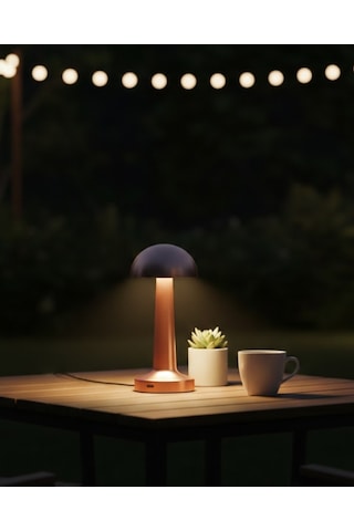 Modern Bronz Masa Lambası 3 Renk Led Dokunmatik Şarjlı Model