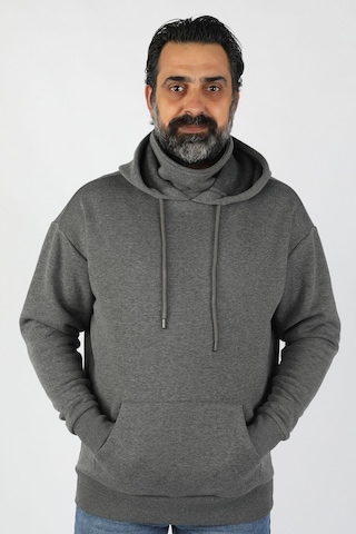 Erkek Kapüşonlu Polar Gri