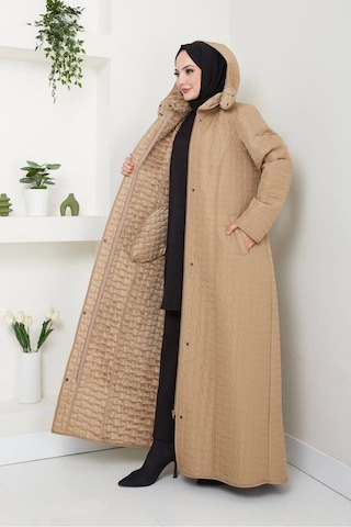 İçi Kürklü Tam Boy Kaban Mont - Bej / M0102 Bej