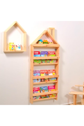 Çocuk Odası Kitaplık Raf Eğitici Montessori Mobilya Duvar Rafı