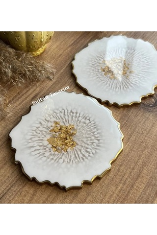 Tekli Epoksi Bardak Altlığı - 114 Beyaz