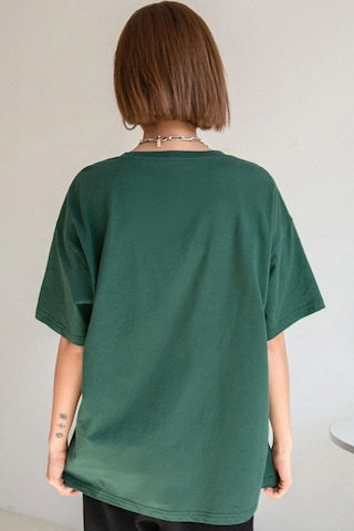 Unisex Hoodie Baskılı T-shirt Yeşil