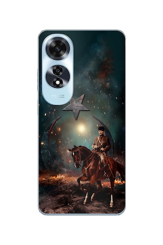 Oppo A60 Uyumlu Atatürk At Üstünde Zafer Baskılı Silikon Kılıf