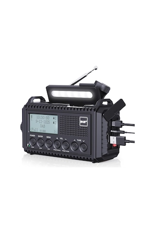 Rocam Dab/dab+/fm 5000 Mah Güneş Enerjili Dijital Acil Durum Radyosu Alarm Saatli Radyolar Siyah
