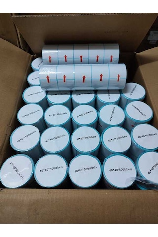 Barkod Etiket Sticker 40x40 Mm Lamine Termal Etiket 1 Rulo 500 Tam Adet 1