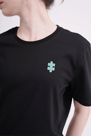 The Socks Company 23scts235u Puzzle Nakışlı Bisiklet Yaka Siyah Tshirt 001