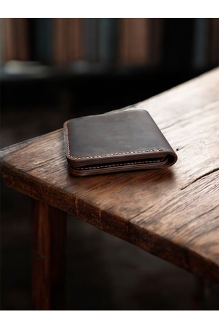 Parla Leather Bifold El Yapımı Hakiki Deri Baba Cüzdanı Taba