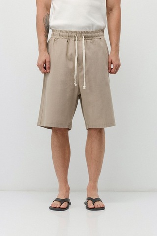 Vamos Basic Oversize Keten Şort Bej