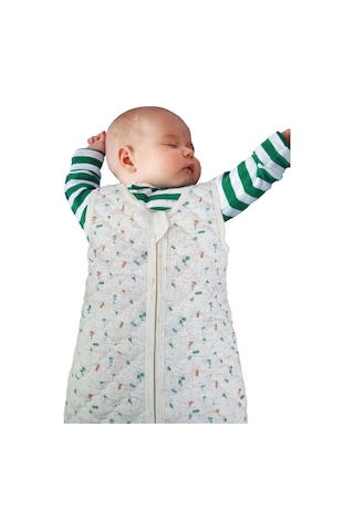 Sitilin Bebek Kalın Elyaflı Uyku Tulumu iç ve Diş Kumaş %100 Doğal Pamuk Çift Kat Özel Kumaş Unisex 2.5 Tog Krem