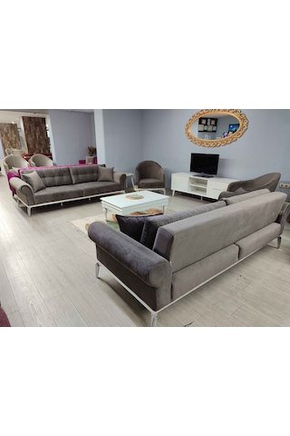 Zerafet Chester Koltuk Takımı Kahverengi