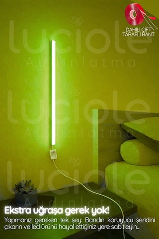 Uzaktan Kumandalı Led Aplik - Yatak Üstü, Tv Yanı ,oturma Odası - Rgb Çok Renkli 50 Cm