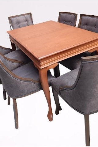 Masa Lükens Yarım Kolçak Sandalye  6ADET Takım Model  Kayın İskelet Ceviz Renk  ElYAPIMI