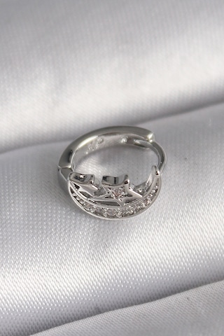 316l Çelik Gümüş Renk Zirkon Taşlı Ay Yıldız Model Tragus Pierci Çok Renkli