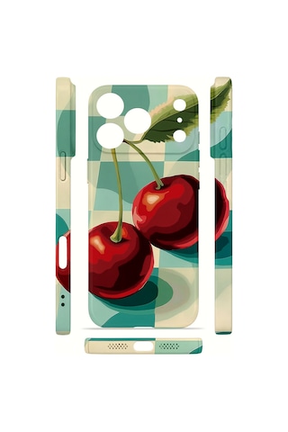 Apple iPhone Uyumlu 17 Pro Max Vorian İnce Kamera Korumalı Mika Kılıf Cherry Picnic Cherry Picnic Mika