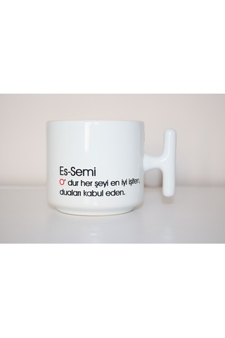 Es Semi Esma Serisi T Kulplu Seramik Beyaz Kupa Bardak Hediyelik Beyaz