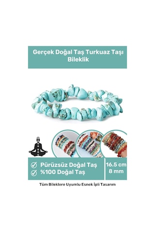 Unisex Doğal Taş Turkuaz Taşı Bileklik Mavi Turkuvaz Rengi Firuze Çakra Bilekliği Çok Renkli