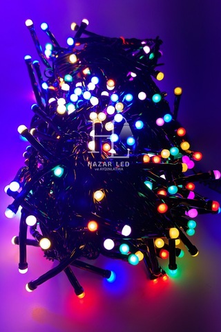 10 Metre Rgb Kirpi Led Siyah Kablolu Jack Eklemeli Dekoratif Led Işık Yılbaşı Süsü Çok Renkli