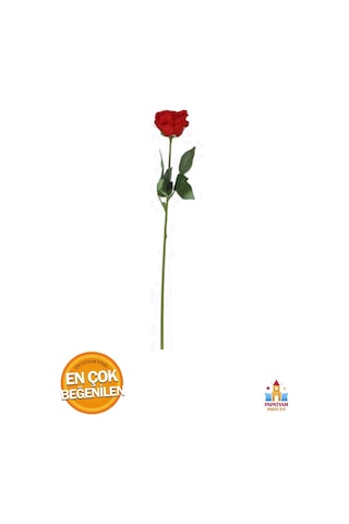 Kırmızı Kadife Yapay Gül Dalı - 50 Cm - Set Halinde 6 Adet Kırmızı