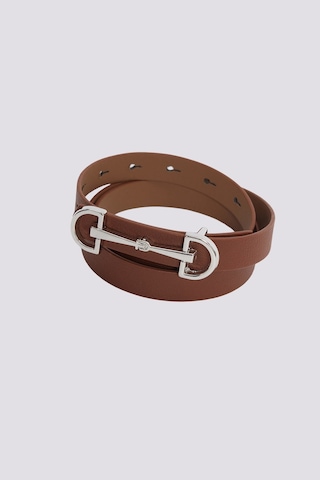 Tudors Kadın Modern Gümüş Renk Metal Tokalı 110 Cm Standart Beden Taba Kadın Kemer -51470