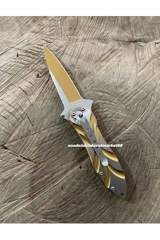 Haps Carbon Çelik Özel Cep Çakısı Kamp Çakısı Çelik Gövde Klipsli Mini Çakı 10cm Sarı
