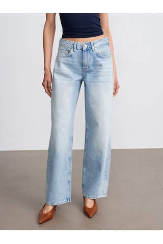 Dilvin 72321 %100 Pamuk Düşük Bel Straight Fit Jean-mavi