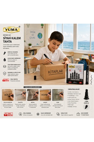 Diyarı Fırsat Koli İşaretleme Kalemi Siyah Kesik Uçlu 3 Mm 12'li Paket