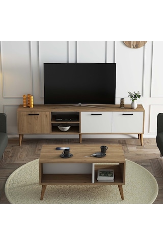 Set 1585-2074 Exxen 180 Cm Tv Ünitesi + Exxen Orta Sehpa - Sepet-beyaz Rengi