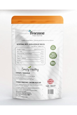 Freezeva Dondurularak Kurutulmuş Kavun 15 Gr Freeze Dried Kavun- Kavun Kuru Meyve Cipsi 15 G