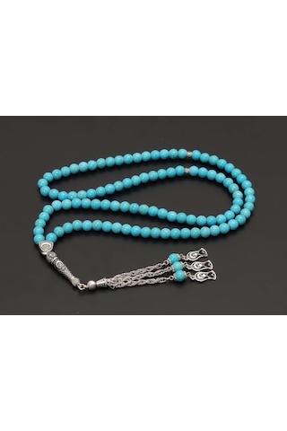 99Lu Namaz Tesbihi - Turkuaz Doğaltaş Tesbih - 8 MM Küre Kesim