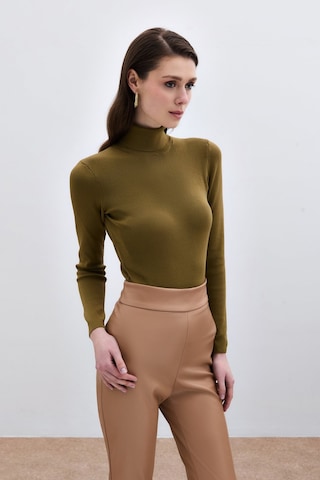 Sateen Tam Balıkçı Triko - Küf Yeşili-133812 Küf Yeşili Çok Renkli