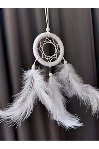 Araba Dikiz Aynası Süsü/rüya Kapanı/düş Kapanı/dreamcatcher/handmade/el Yapımı/beyaz Dreamcatcher