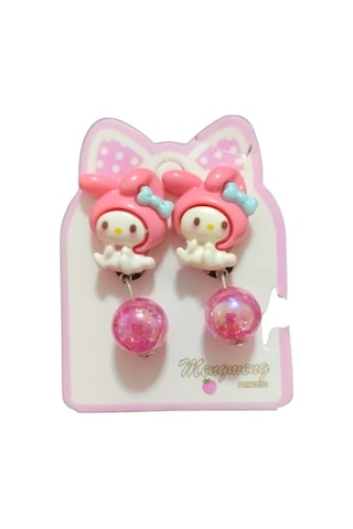 My Melody Figürlü Pembe Çocuk Küpesi Sevimli Sallantılı Boncuklu Model2 Çok Renkli