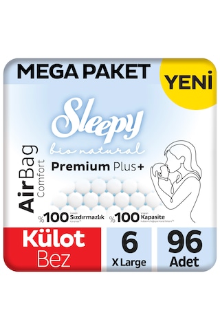 Sleepy Bio Natural Premium Plus Airbag Comfort Mega Paket Külot Bez 6 Numara Xlarge 96 Adet