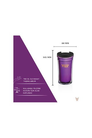 Star Termos 250 Ml Opak Seri - Beyaz Piknik Kamp Outdoor Ofis Otel Kafe Okul Kampüs Mor
