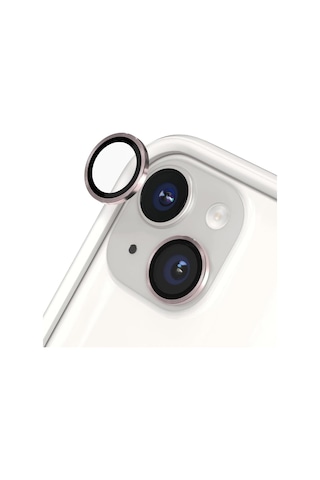 Apple Uyumlu iPhone 15 / 15 Plus Mercek Lens Kamera Koruyucu Pembe