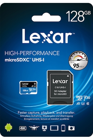 Lexar 128Gb Microsdxc Uhs-1 633X 95Mb/Sn (U3) 4K Hafıza Kartı