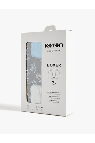 Koton Lisanslı Rick And Morty Baskılı Pamuklu 3'lü Boxer Set Mavi Desenli 6wlm90084mk Mavi Desenli