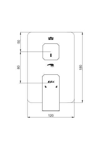 Eca Tiera 102167235C1-KDE Sıva Üstü 2 Yollu Ankastre Banyo Bataryası Mat Siyah