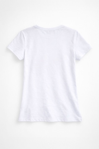 Markapia Kadın Bisiklet Yaka Pamuk Renkli Bodrum Baskılı T-shirt Beyaz