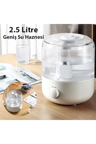 Ezere Yatak Odası İçin Üstten Doldurmalı 2,5 L Büyük Su Tankı,otomatik Kapanma, Bebek Sessiz Soğuk Sisli Nemlendirici