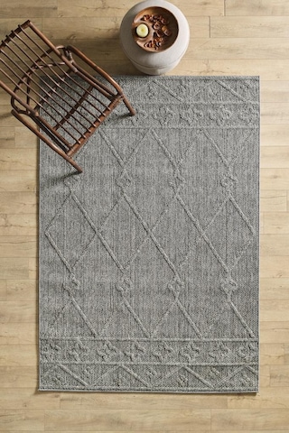 İskandinav Tasarım Boho Desenli Gri Halı Salon Halısı Mutfak Halısı Yolluk Paspas Dış Mekan Halısı