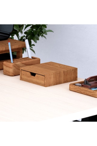 Desna Tek Katlı Tek Çekmeceli Dolap - Kiraz 18 Cm Uzunluk X 19 Cm Derinlik X 5.8 Cm Woodsaka Doğal Ahşap