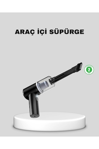 Mini Şarjlı Araç Süpürgesi 120w Güçlü Motor, 5500pa Vakum Emiş, Yıkanabilir Filtre 1 Adet