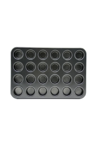 24 Gözlü Metal - Siyah Düz Muffin - Kek Kalıp