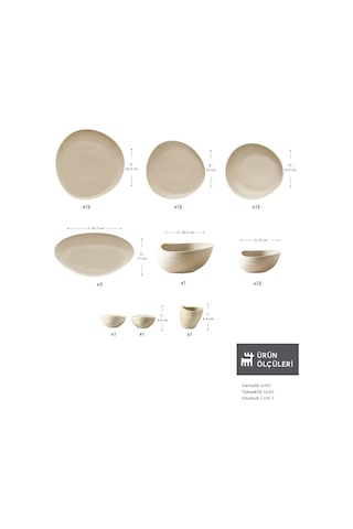 Karaca Earth Collection Rise 55 Parça 12 Kişilik Yemek Takımı Krem