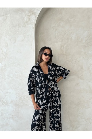 Verymoda Nakışlı Gömlek F1951 SİYAH